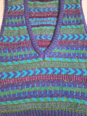 Chaleco Suéter De Colección Para Mujer Años 90 80 Liz Sport Cuello en V Grande Profundo V Mezcla de Lana Metálica Foto 1 de 4