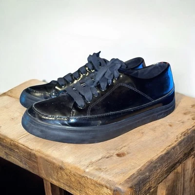 FitFlop 7 Black Patent Leather Sneakers Tennis Shoes - Image 1 of 4