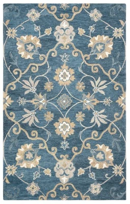 2x10 Rizzy Rugs Blue Floral Vines Scrolls Runner LO9985 - Aprx 2' 6" x 10' - Image 1 of 3