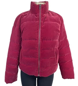 Simply Vera Womens Velvet Red Quilted Zip-Up Puffer Jacket Sz S - New - Picture 1 of 11