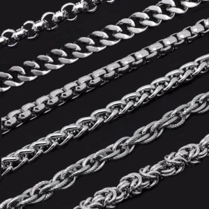 Collar de cadena de eslabones torcidos de plata de acero inoxidable 316L de 2-9 mm para hombre y mujer - Imagen 1 de 20