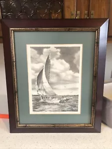John Moll Signed Print 70/150 CHESAPEAKE BAY Nautial Sailboat Art Frame 20x16” - Picture 1 of 8