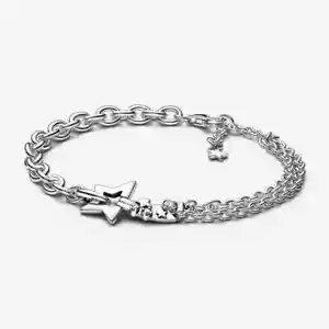 New Genuine Authentic Pandora Shooting Star Double Chain Bracelet 592409C01-18cm - Picture 1 of 4