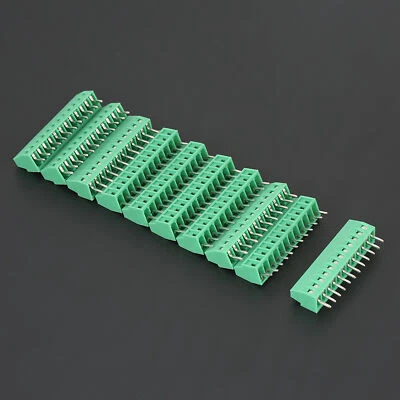 10pcs 12-Pin 2.54mm Pitch Green PCB Universal Screw Terminal Block Connector - Image 1 of 4