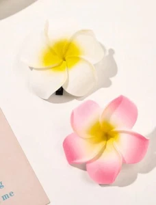 2x Haarspange Haarblüte Frangipani Hibiskus Hawaii Haarspange Haar Blume Klammer - Bild 1 von 5
