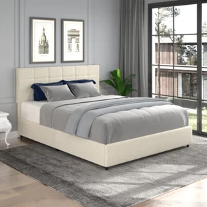 Queen Upholstered Platform Bed with 4 Drawers & Stitched Button Tufted Headboard - Picture 1 of 14