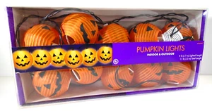 Halloween Pumpkin Tissue Lamp String Lights 9' Indoor/Outdoor Spooky Decor - Picture 1 of 6