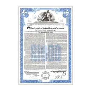North American Rockwell Overseas Corp. Bond // $1.000 // azul // década de 1970 - Imagen 1 de 2
