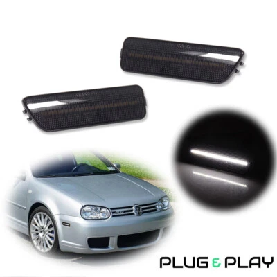 For 99-06 VW Jetta Golf Cabrio R32 MK4 White LED Front Side Marker Lights 1 Pair - Image 1 of 4