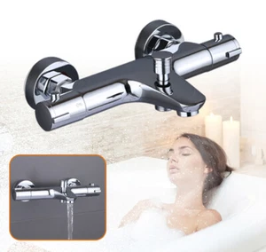 Grifo de bañera de montaje en pared termostato baño ducha lavabo mezclador grifo cromado - Imagen 1 de 9