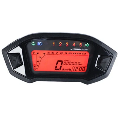 Motocicleta LCD Digital Medidor Odómetro Velocímetro Engranaje Indicador de Combustible Tacómetro Foto 1 de 4