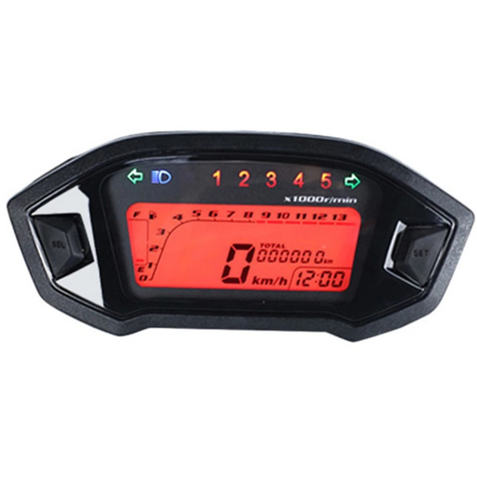 Motorcycle LCD Digital Gauge Odometer Speedometer Gear Fuel Indicator Tachometer - Image 1 of 4