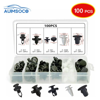 Juego de 100 clips de plástico para auto sujetador tornillo remaches maletero coche parachoques guardabarros Foto 1 de 4