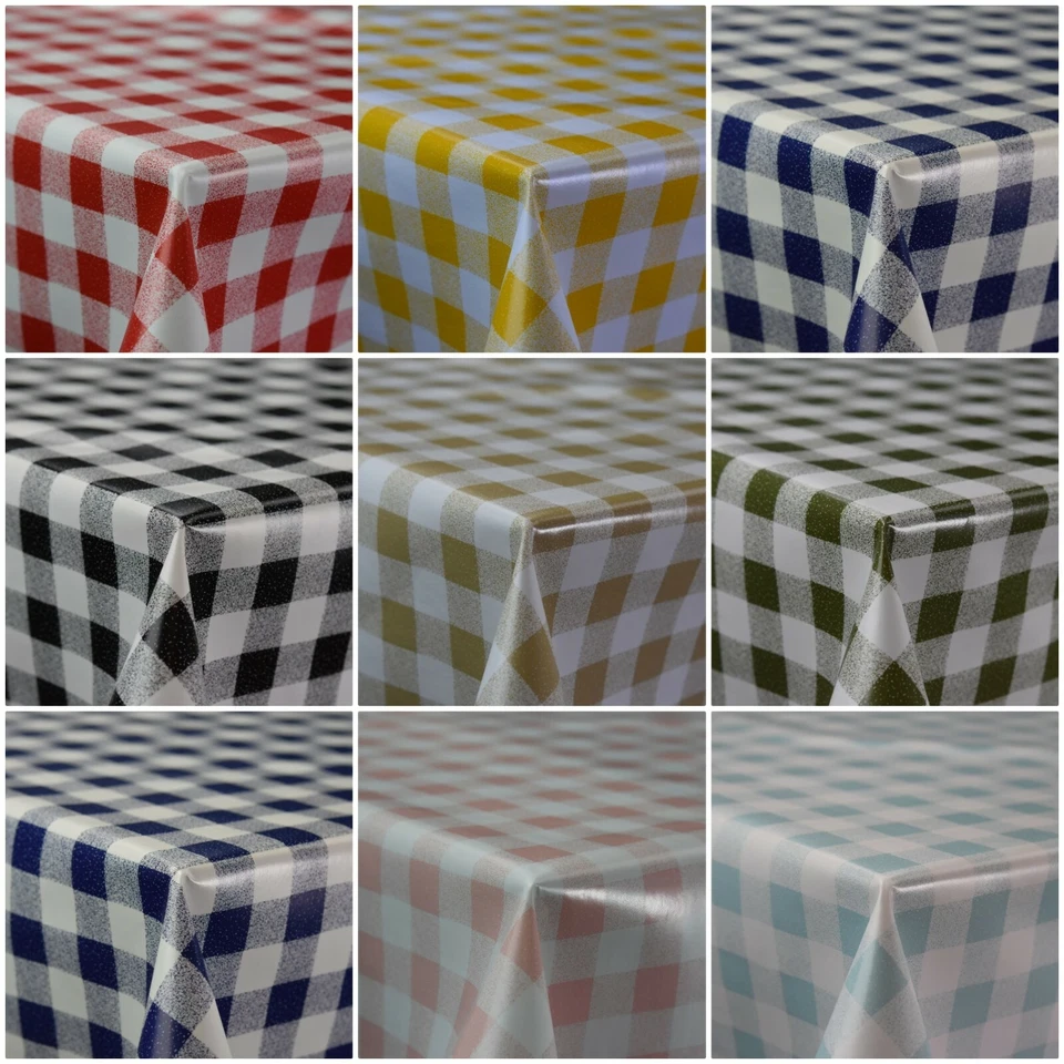 Gingham Check Designer Table Cloth Wipe Clean Vinyl Table PVC Cover Protector - Image 1 of 1
