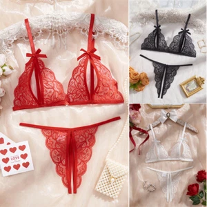 Mujeres Sexy Lencería Encaje 2 Piezas Sujetador Panty Babydoll Bralette Tanga Conjunto Ropa Interior - Imagen 1 de 29