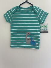 Child Of Mine Baby Boys Cute Dinosaur Applique Striped T-Shirt Turquoise 3-6 M