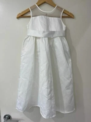 Vestido Sophia por Minihaha Duquesa Comunhão Florista Laço Cetim Branco Tamanho 7 Novo - Imagem 1 de 4