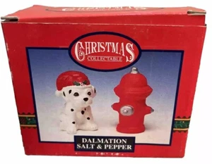 Dalmatian Dog & Fire Hydrant Salt & Pepper Shakers Christmas Holiday Table Decor - Picture 1 of 8