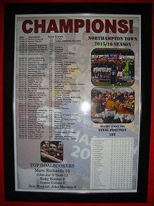 Northampton Town League Two 2016 - impresión enmarcada - Imagen 1 de 2