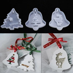 Christmas Tree Hanging Tag Silicone Jewelry Mold Resin Epoxy Mould Casting Craft - Picture 1 of 18
