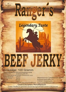 Original Rangers Beef Jerky Trockenfleisch Legendary Taste 5x100Gramm Packung - Bild 1 von 1