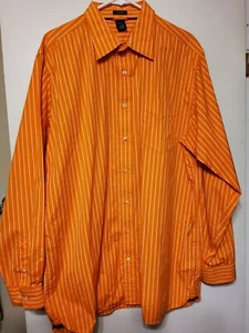 GAP Classic Orange white Striped Cotton Pocket Long Sleeve Button Shirt XL/T - Picture 1 of 3
