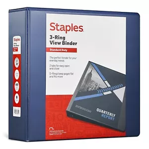 Staples Standard 3" 3-Ring View Binder Blue (26451-CC) 82640 - Picture 1 of 6