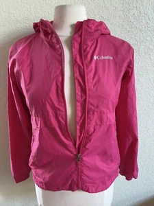 COLUMBIA Pink Nylon Fleece Rain Jacket Windbreaker Girl YOUTH L (14/16) EUC - Picture 1 of 12