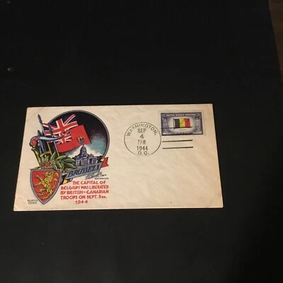 1944 WWII PATRIOTIC CACHETS L.W. STAEHLE Cover BRÜSSELS LIBERATED SEPT.4 1944  - Image 1 of 2