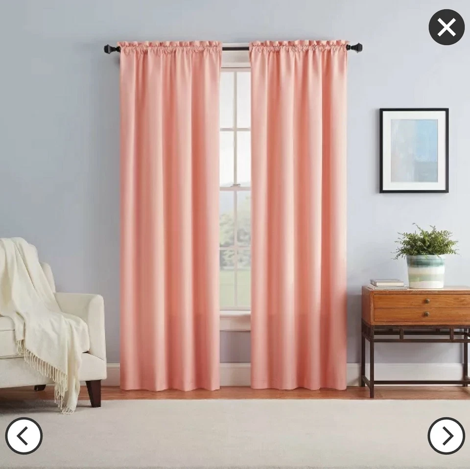 Window Curtain Panel One Blackout Eclipse Braxton Solid Coral 42 X 63 Inch