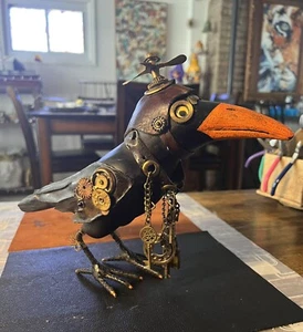 Decor steampunk crow Aviator Sculpture - Picture 1 of 18