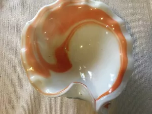Vtg Murano Venetian Art Glass Orange Swirl large bowl 71/2 to 8 inches - Picture 1 of 3