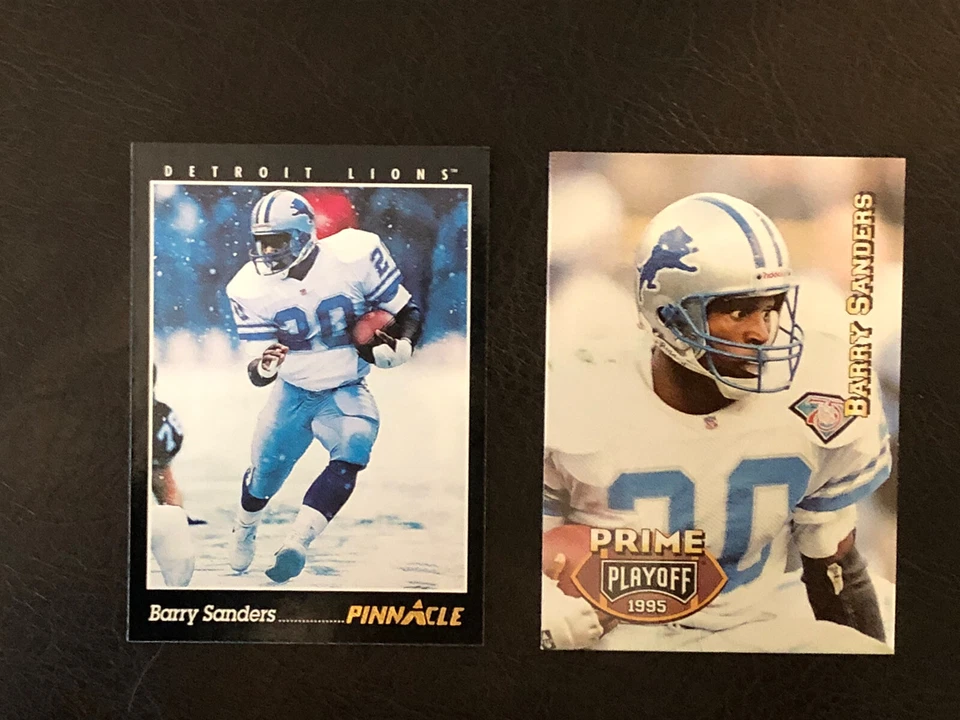 2- Barry Sanders Cards: 1993 Pinnacle #200, 1995 Prime Playoff #20, Both Mint - Image 1 of 2