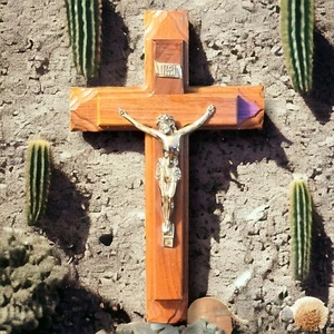 VTG Wood Religious Catholic Last Rites Sick Call Cross Crucifix DD21 - Picture 1 of 5