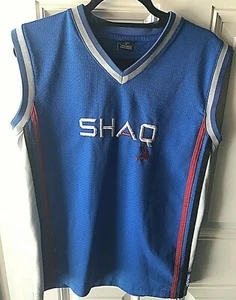Shaq Marken LOGO blau mit grau rot schwarz Borte Basketball Herren Trikot XL seltener Tank - Bild 1 von 6