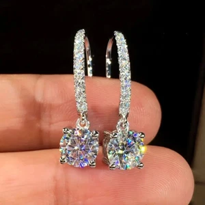 Gorgeous 925 Silver Filled Drop Earrings Women Cubic Zirconia Jewelry A Pair - Bild 1 von 14