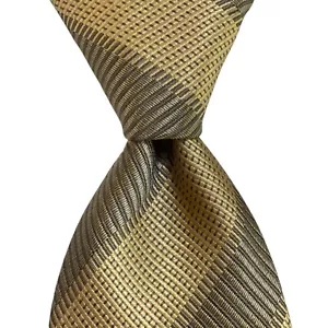 GIORGIO ARMANI Men's 100% Silk XL Necktie ITALY Designer STRIPED Yellow/Tan GUC - Picture 1 of 3