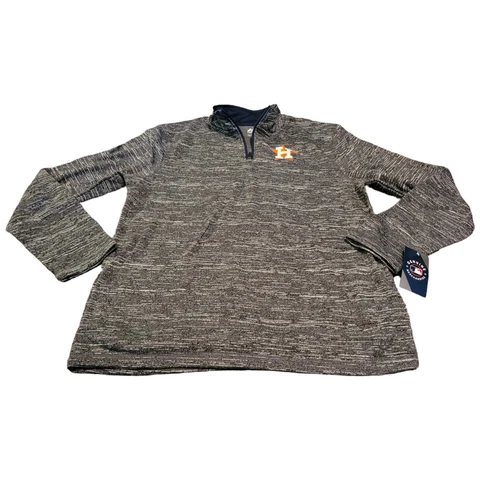Houston Astros MLB Majestic 1/4 Zip Pullover Sweater Heather Gray SZ L Cover