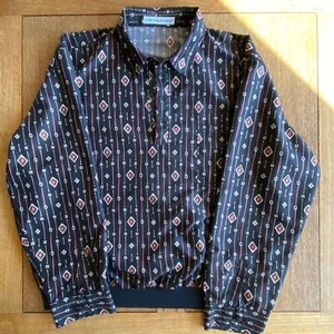 Irvine Park VINTAGE Men's 1/4 Button Shirt Long Sleeve Shirt Size XL Black Tan - Picture 1 of 9