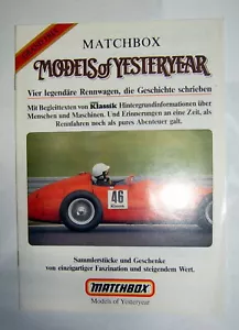 Matchbox "Models of Yesteryear" Sonderkatalog Rennwagen 1986 deutsch - Bild 1 von 3