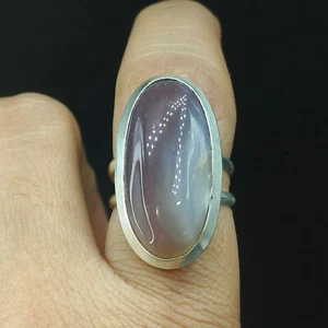 Proposal Women's Ring Natural Moss Agate Oval Gemstone 925 Sterling Silver - Picture 1 of 5