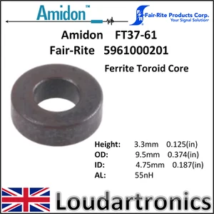 Amidon FT37-61 Fair-Rite 5961000201 Ferrite Toroid Core - Picture 1 of 1