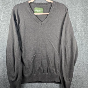 Eddie Bauer Men XXL Brown Pullover Sweater V Neck Lightweight Classic Look - Picture 1 of 8
