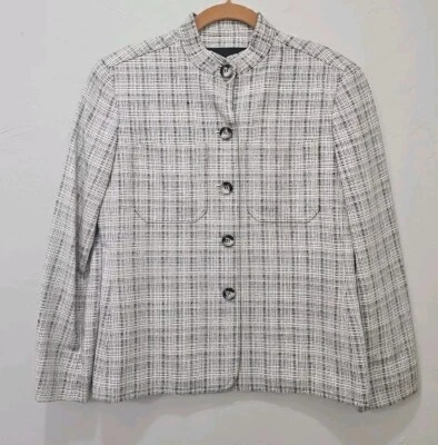 Chaqueta Blazer Jones New York Forrada Negro Y Crema Mezcla Lana Seda Mujer Talla 4 Foto 1 de 4