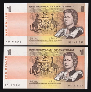 1972 Uncirculated Consecutive pair $1 Dollar Notes - Phillips/Wheeler R74 - 17 - Picture 1 of 2