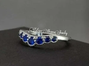 September birthstone Blue Sapphire Gemstone Band Ring - Picture 1 of 3