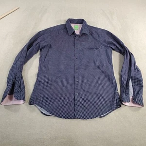 Hugo Boss Shirt Mens Medium Blue Button Up Long Sleeve Regular Fit Stretch - Picture 1 of 9