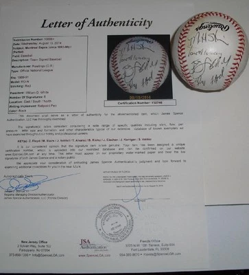 1993-95 Montreal Expos Team Signed RONL Baseball Floyd Stairs Alvarez JSA Media - Image 1 of 4