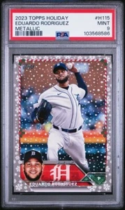2023 Topps Holiday Metallic #H115 Eduardo Rodriguez Detroit Tigers PSA 9 - Picture 1 of 2