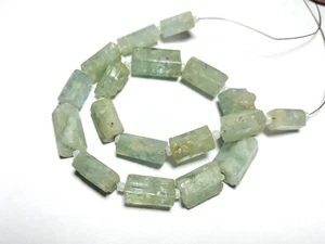 9 Inches Natural Aquamarine Tube Shape Raw Gemstone Beads Size 11X11 To 10X15 MM - Picture 1 of 4